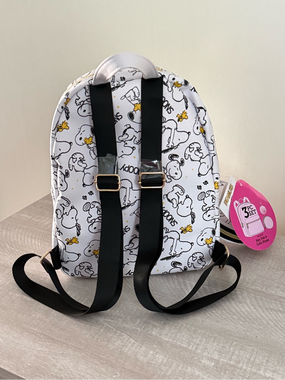 NWT Peanuts Snoopy Woodstock Mini Backpack 3 Pc Set Coin Purse Heart Charm - Picture 3 of 10